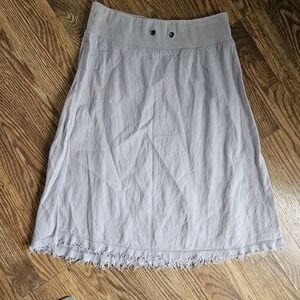 Eileen Fisher XS Purple Linen Elastic Waist A-Line Flowing Skirt Sz Frayed Hem‎